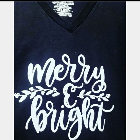 NWOT "Merry & Bright" Women's T-Shirt Sz XXL - Picture 2 of 4